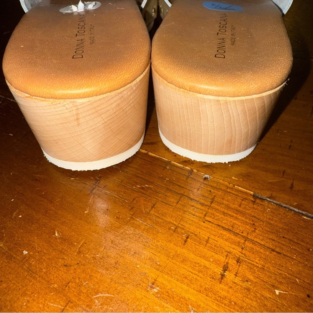 Donna Toscana Tan Slides/Heel leather upper size 7.5 made in Italy - Picture 5 of 12